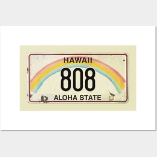 808 Vintage Hawaii License Plate Posters and Art